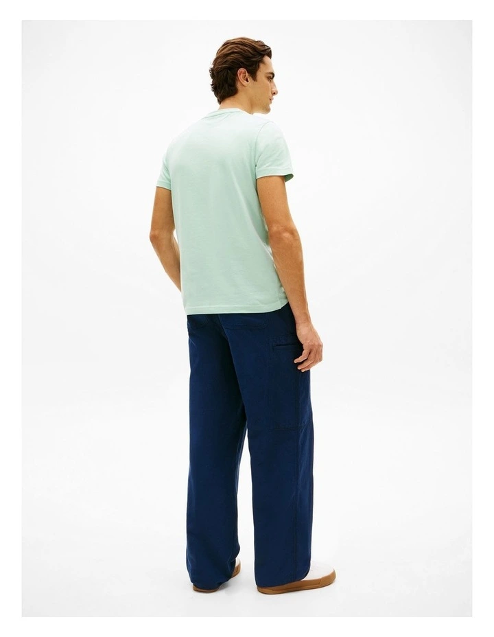 Logo Embroidery Slim T-Shirt in Green image 2