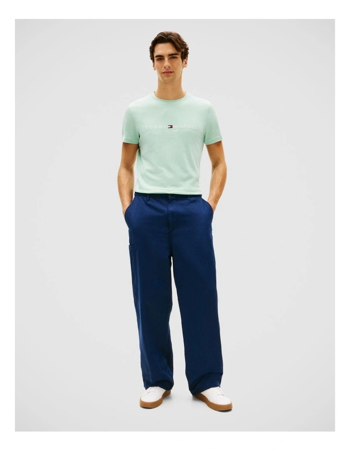 Logo Embroidery Slim T-Shirt in Green image 3