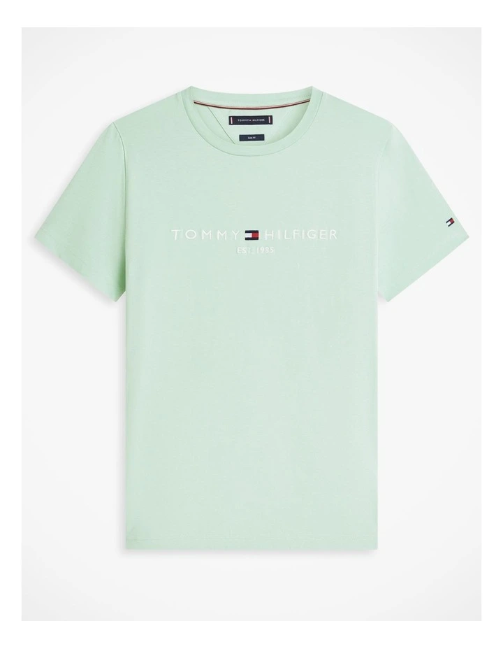 Logo Embroidery Slim T-Shirt in Green image 5