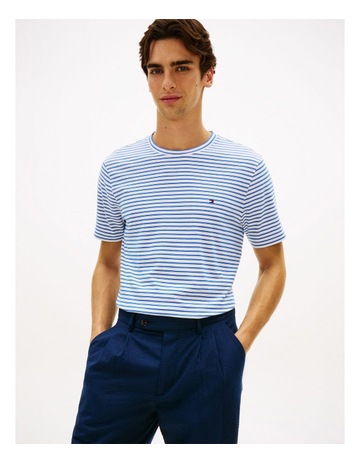 White / Regal Blue Stripe colour