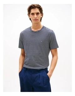 Essential Cotton Stripe Tee in Navy