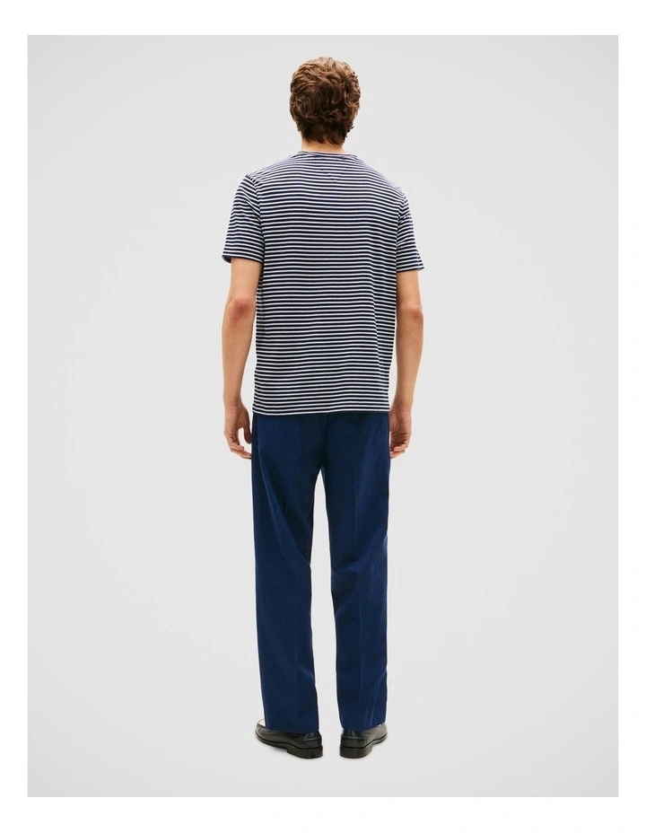 Essential Cotton Stripe Tee in Navy image 2