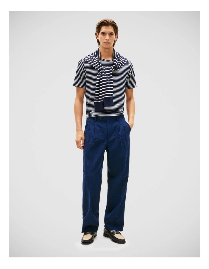 Essential Cotton Stripe Tee in Navy image 3