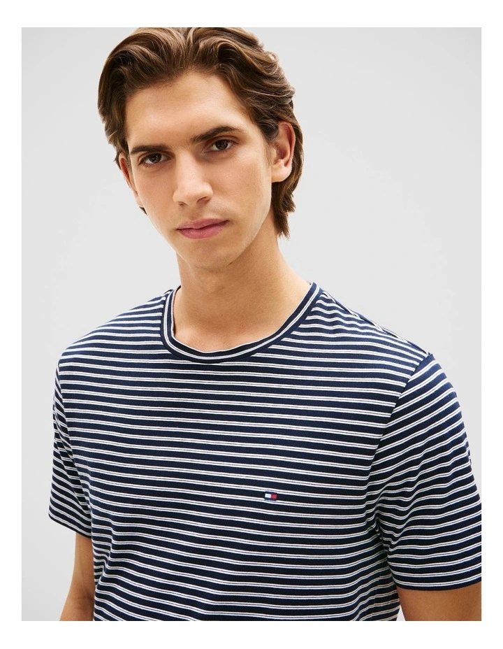 Essential Cotton Stripe Tee in Navy image 4