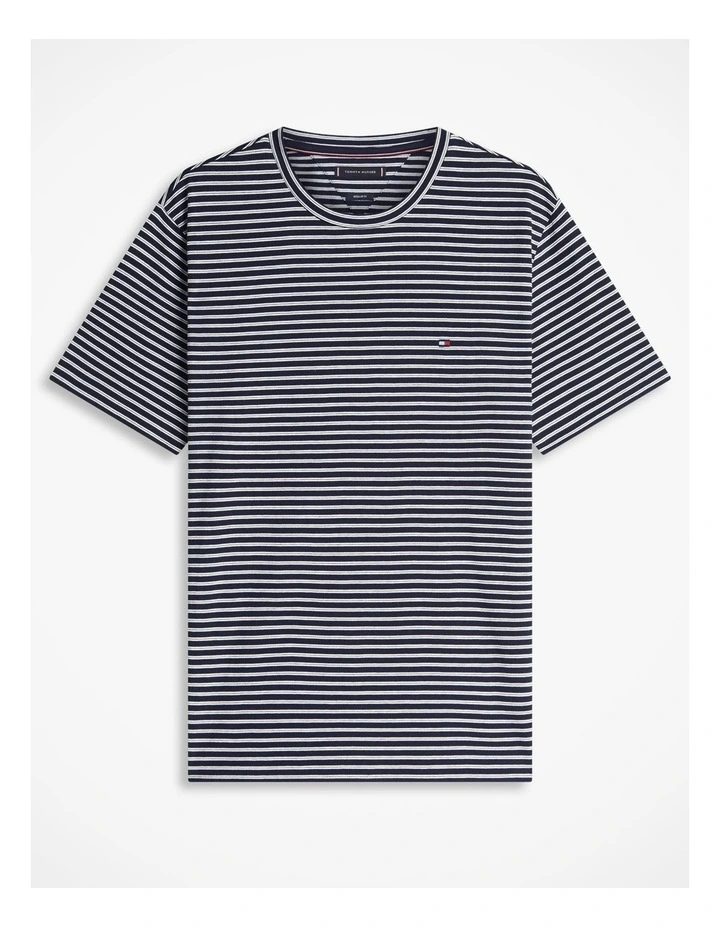 Essential Cotton Stripe Tee in Navy image 6