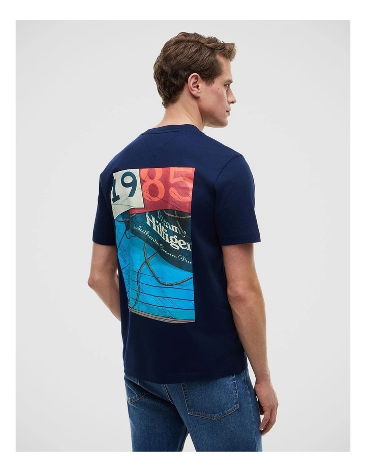 Back Logo Jersey T-Shirt in Navy image 2