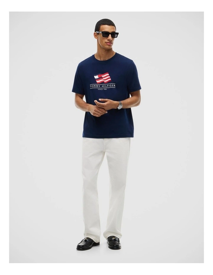Wavy Flag Appliqu Jersey T-Shirt in Navy image 3