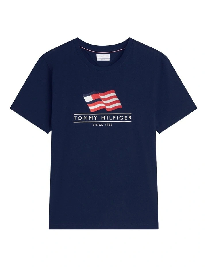 Wavy Flag Appliqu Jersey T-Shirt in Navy image 6