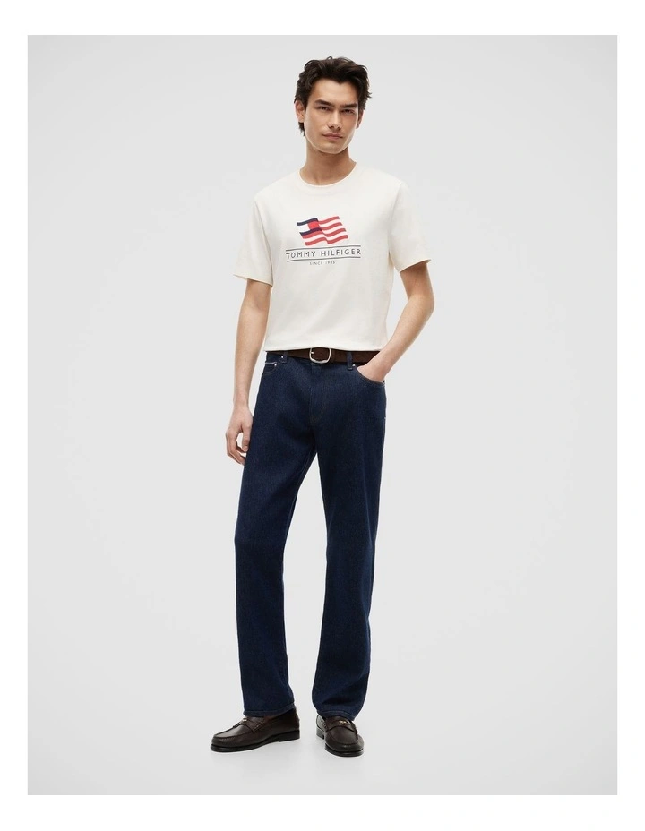Wavy Flag Appliqu Jersey T-Shirt in White image 3