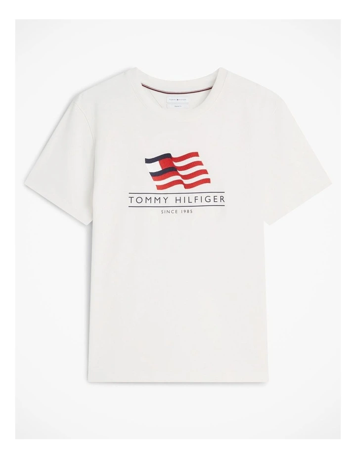 Wavy Flag Appliqu Jersey T-Shirt in White image 6