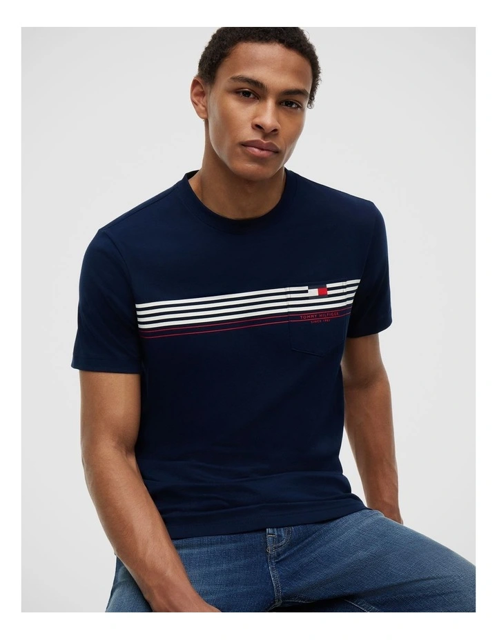 Americana Striped Tee in Navy image 4
