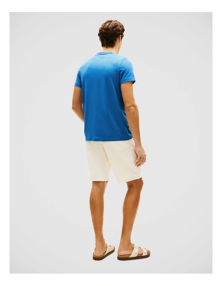 Logo Embroidery Slim T-Shirt in Blue image 2