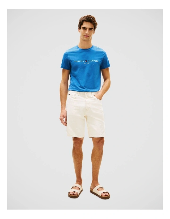 Logo Embroidery Slim T-Shirt in Blue image 3