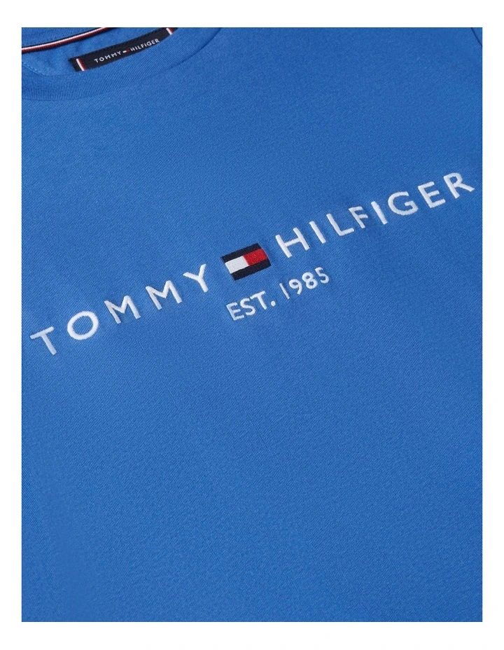 Logo Embroidery Slim T-Shirt in Blue image 5