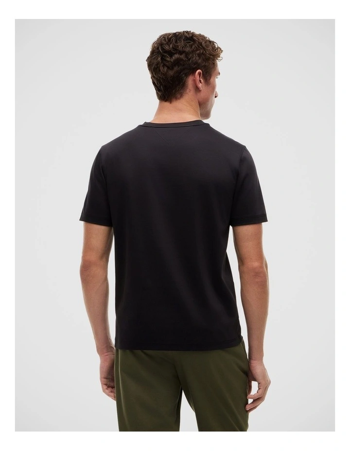 Tonal Logo Embroidery Interlock Knit T-Shirt in Black image 2