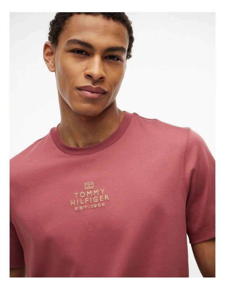 Tonal Logo Embroidery Interlock Knit T-Shirt in Purple image 4