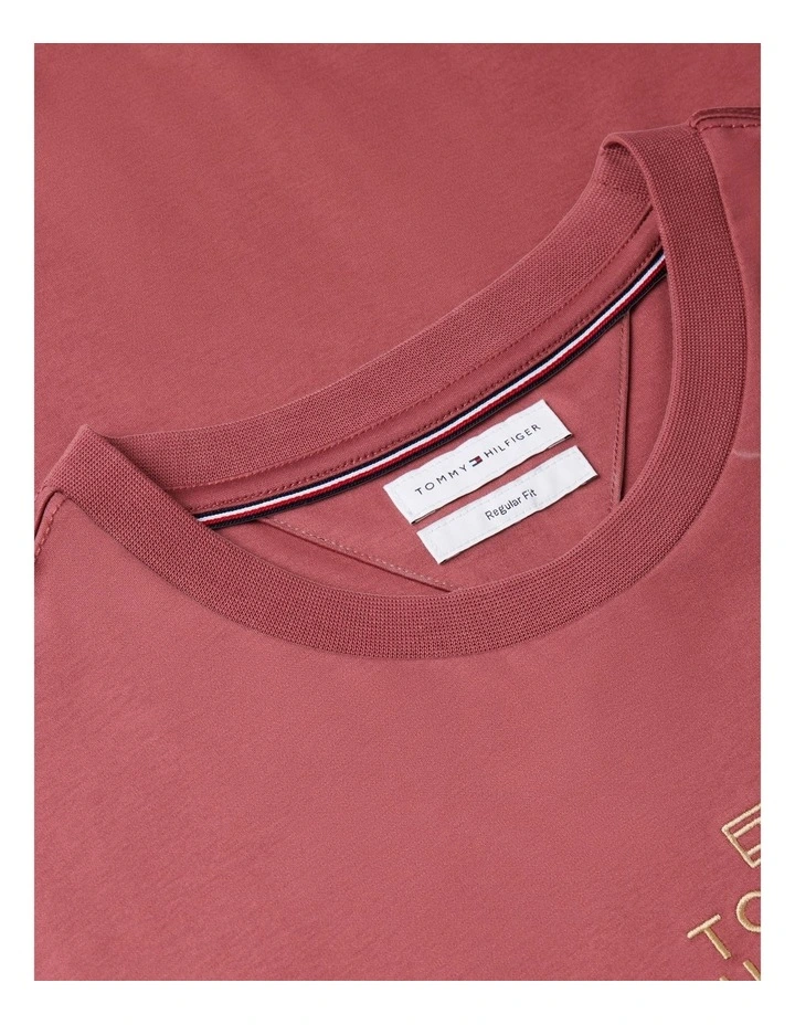 Tonal Logo Embroidery Interlock Knit T-Shirt in Purple image 5