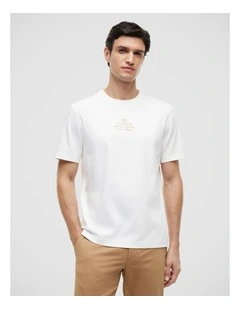 Tonal Logo Embroidery Interlock Knit T-Shirt in White
