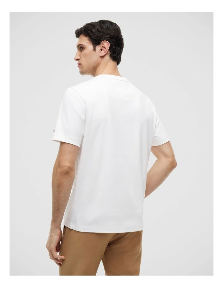 Tonal Logo Embroidery Interlock Knit T-Shirt in White image 2