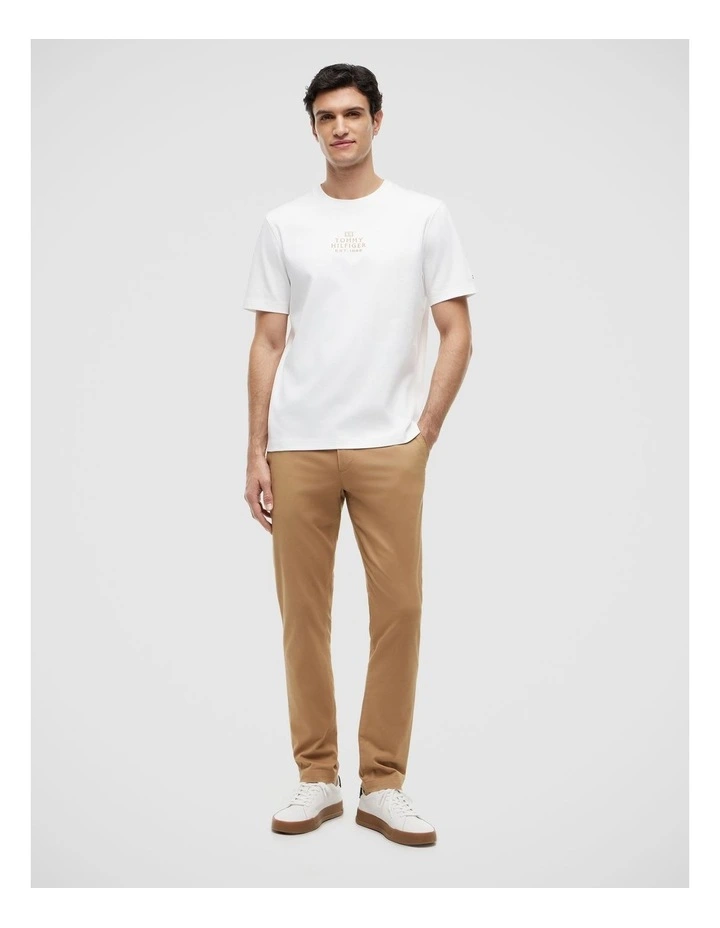 Tonal Logo Embroidery Interlock Knit T-Shirt in White image 3