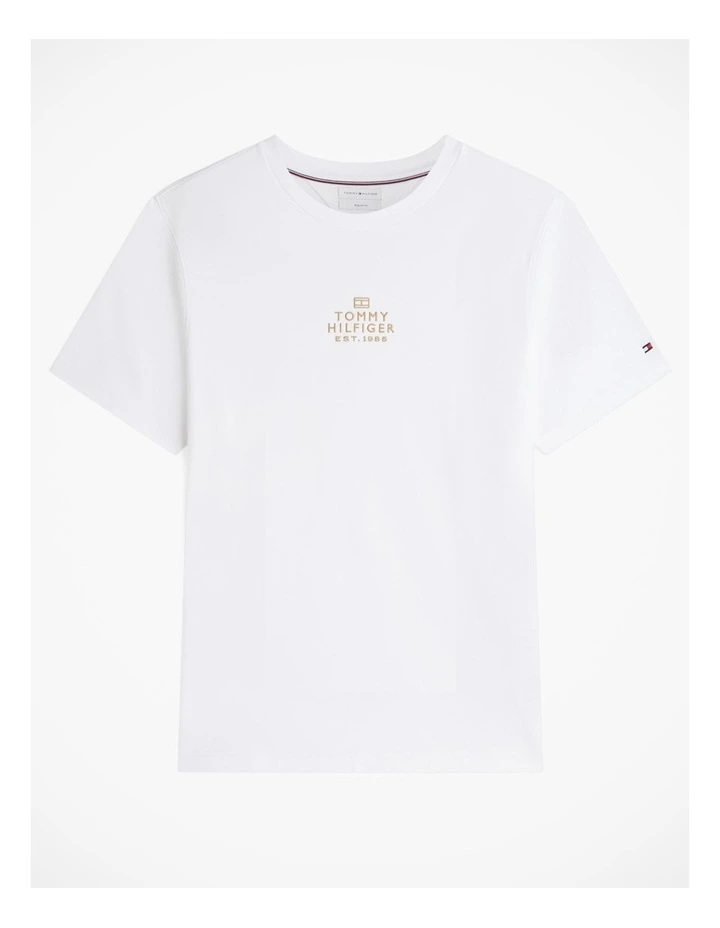 Tonal Logo Embroidery Interlock Knit T-Shirt in White image 6
