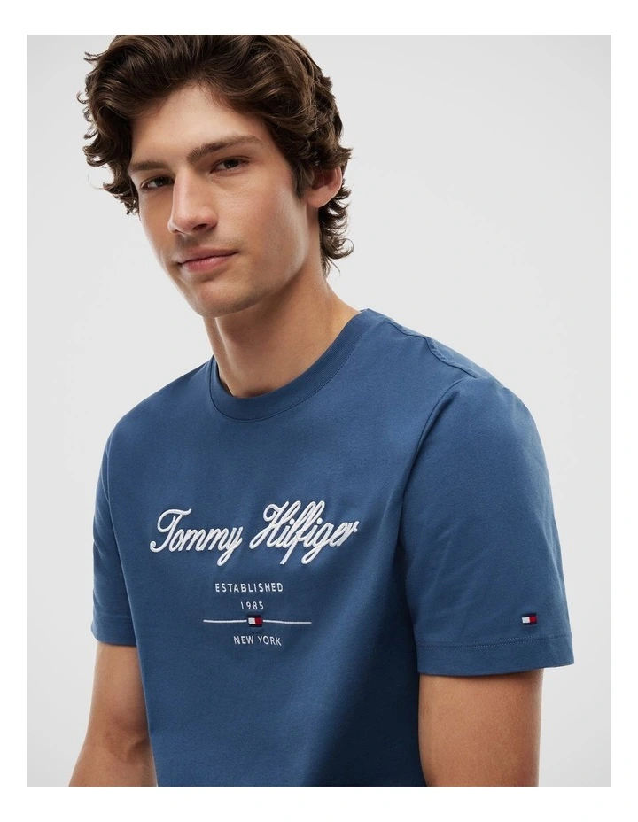 Script Logo Jersey T-Shirt in Blue image 4