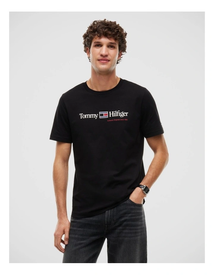 Logo Jersey Crew Neck T-Shirt in Black image 1