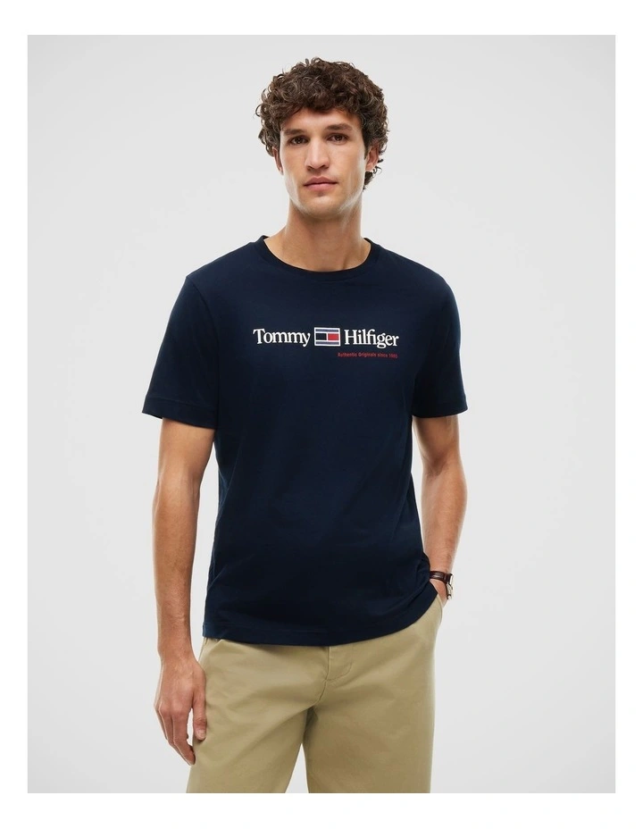 Logo Jersey Crew Neck T-Shirt in Navy image 1