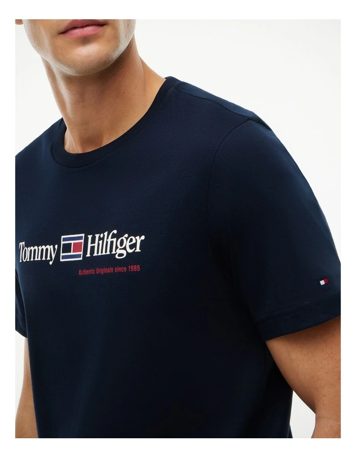 Logo Jersey Crew Neck T-Shirt in Navy image 3