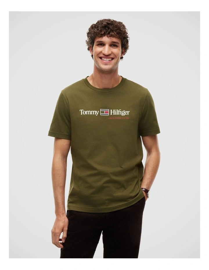 Logo Jersey Crew Neck T-Shirt in Green image 1