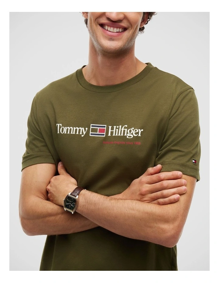 Logo Jersey Crew Neck T-Shirt in Green image 3