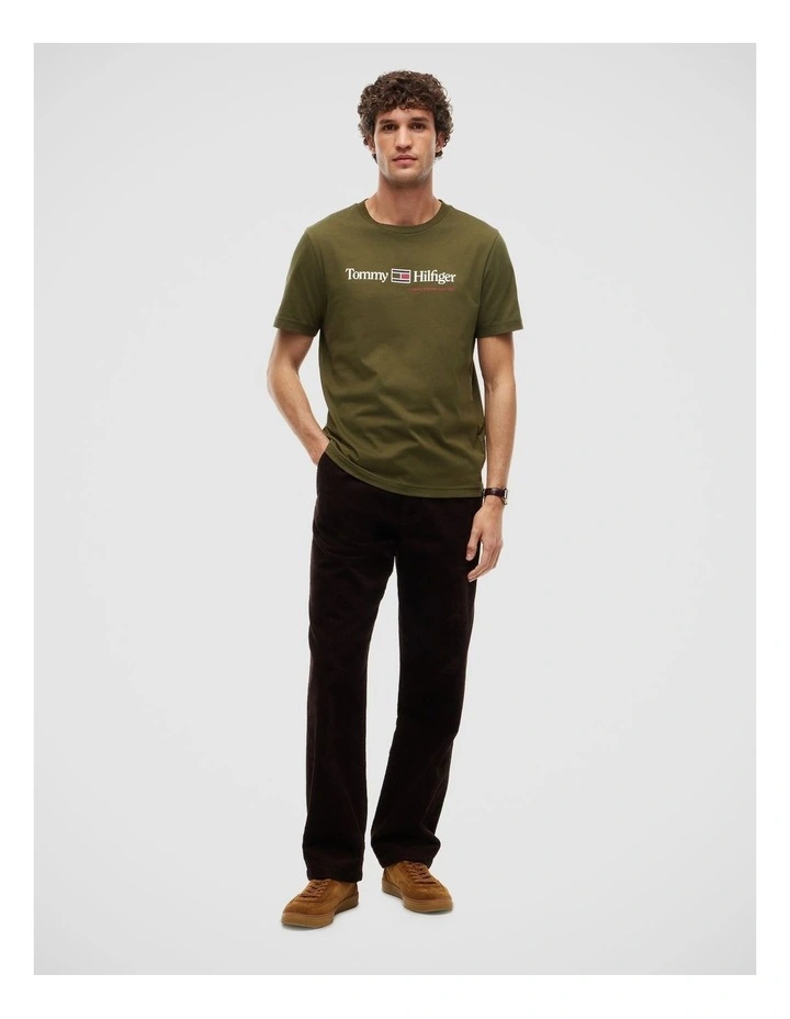 Logo Jersey Crew Neck T-Shirt in Green image 4
