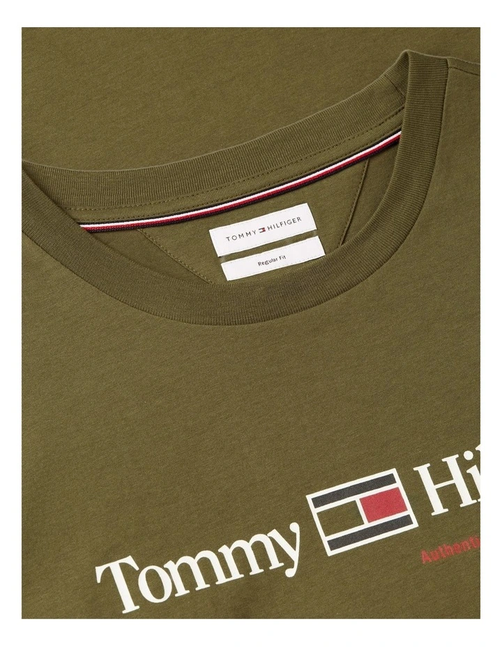 Logo Jersey Crew Neck T-Shirt in Green image 5