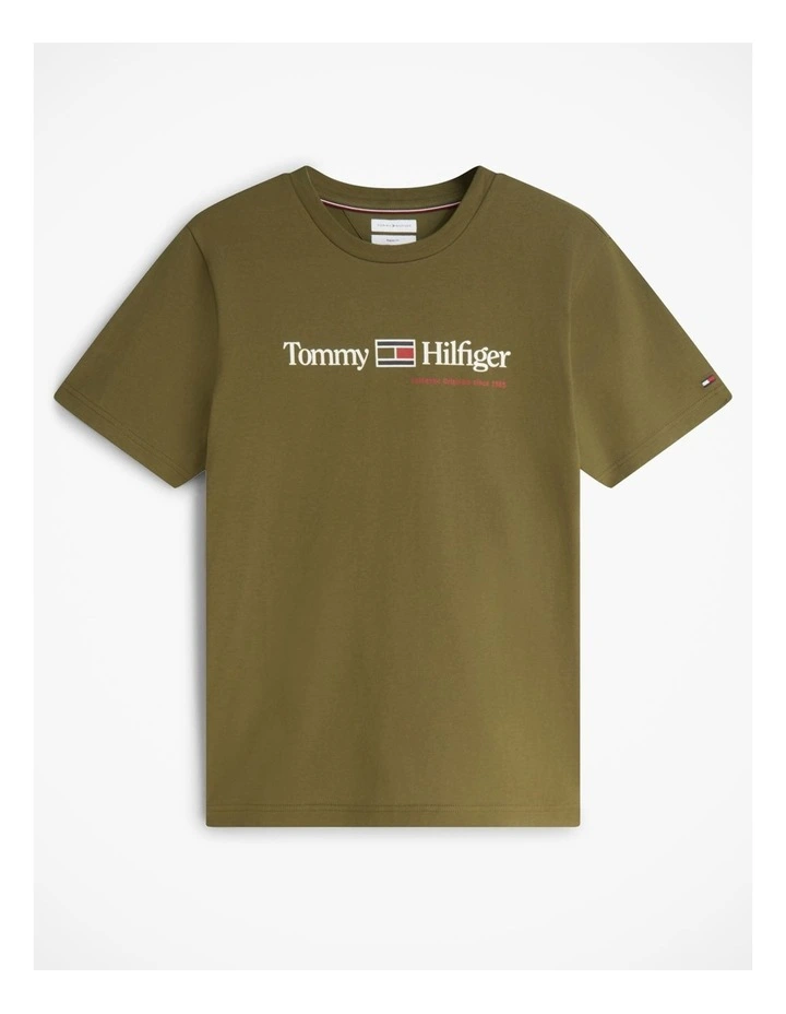 Logo Jersey Crew Neck T-Shirt in Green image 6