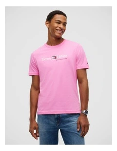 Logo Jersey Crew Neck T-Shirt in Pink
