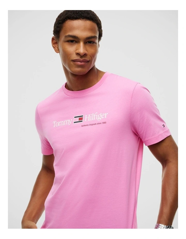 Logo Jersey Crew Neck T-Shirt in Pink image 3