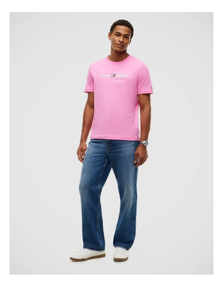 Logo Jersey Crew Neck T-Shirt in Pink image 4