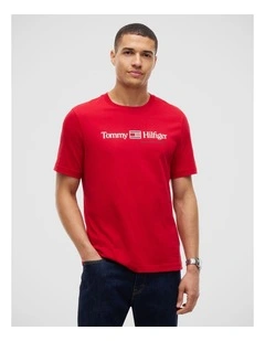 Logo Jersey Crew Neck T-Shirt in Red