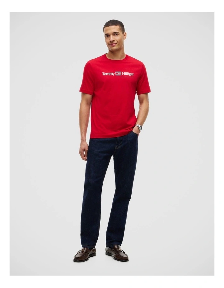 Logo Jersey Crew Neck T-Shirt in Red image 4