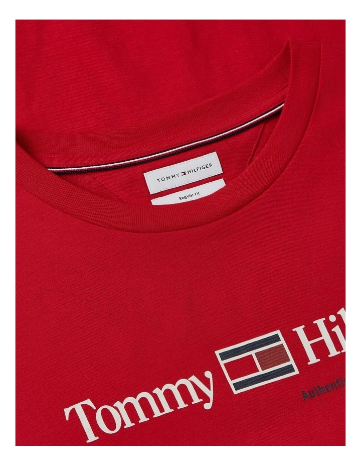 Logo Jersey Crew Neck T-Shirt in Red image 5