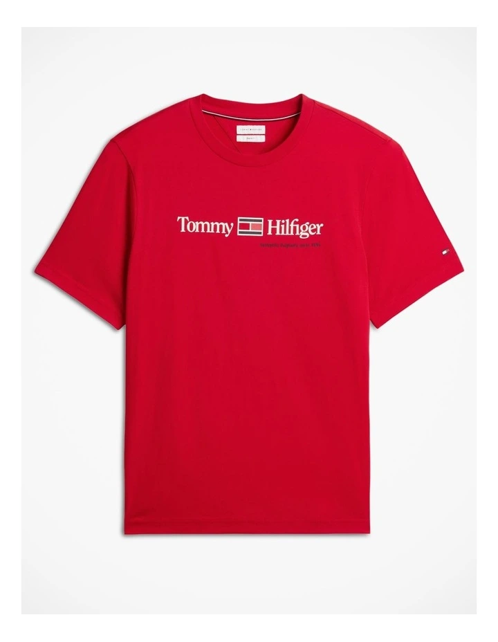 Logo Jersey Crew Neck T-Shirt in Red image 6