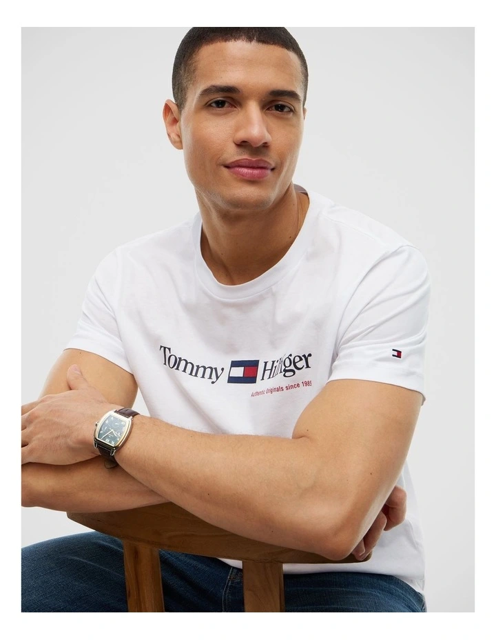 Logo Jersey Crew Neck T-Shirt in White image 3
