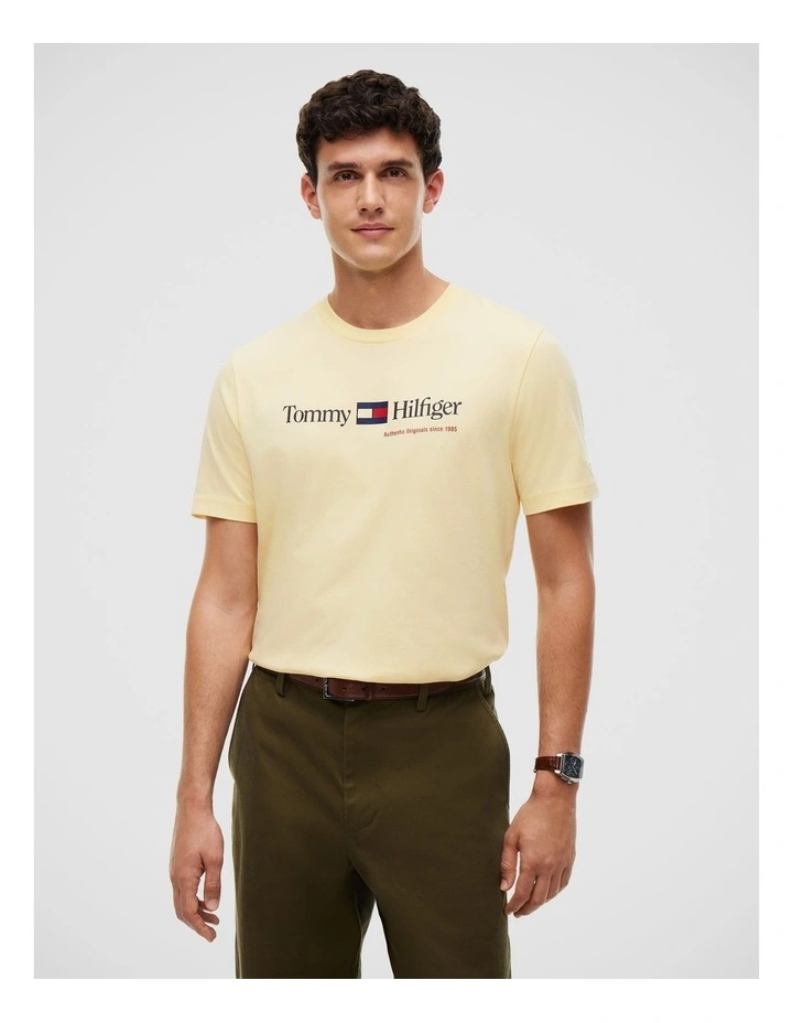 Logo Jersey Crew Neck T-Shirt in Yellow image 1