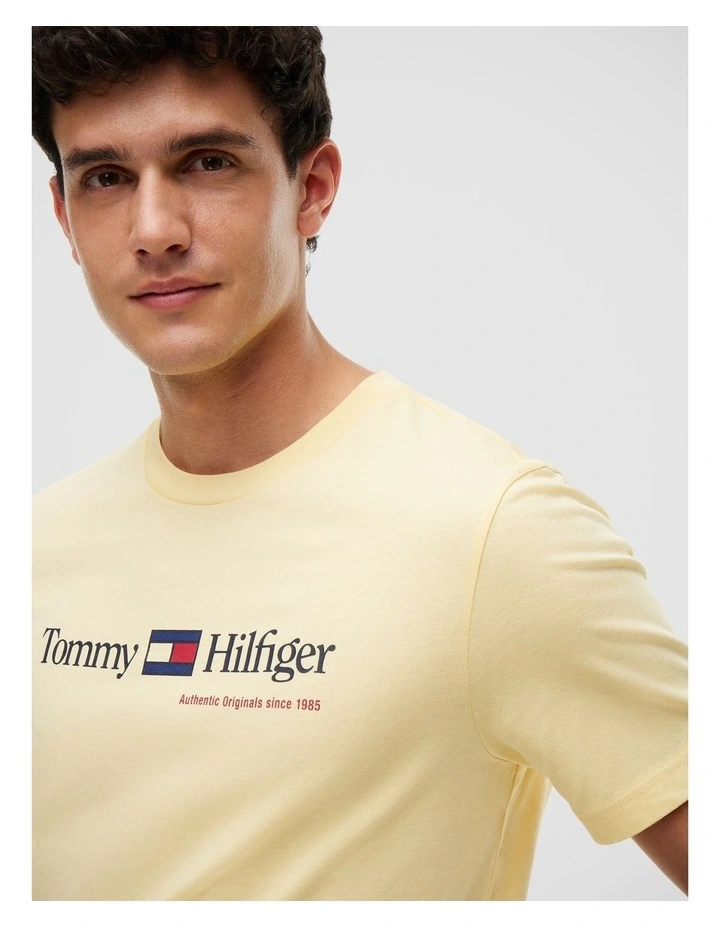 Logo Jersey Crew Neck T-Shirt in Yellow image 3