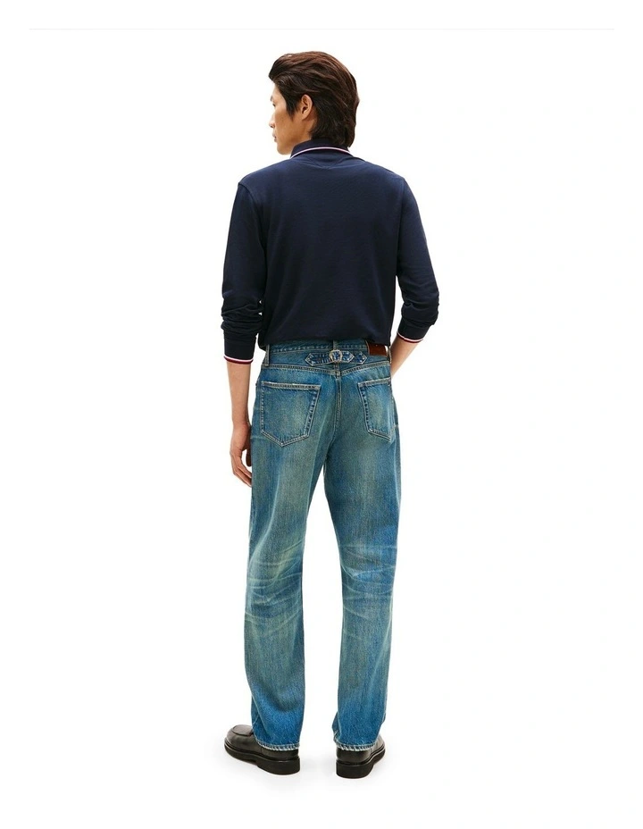 Back Cinch Relaxed Jeans in Blue image 3