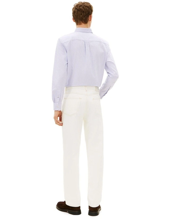 White Relaxed Straight Leg Jeans in Cream image 2