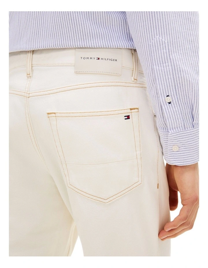 White Relaxed Straight Leg Jeans in Cream image 4
