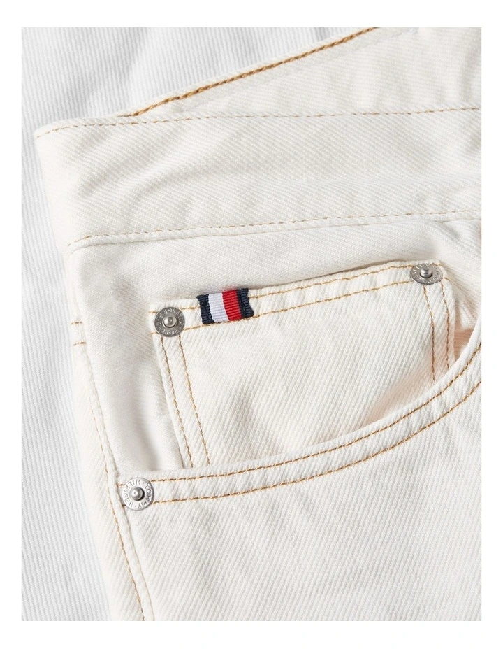 White Relaxed Straight Leg Jeans in Cream image 5