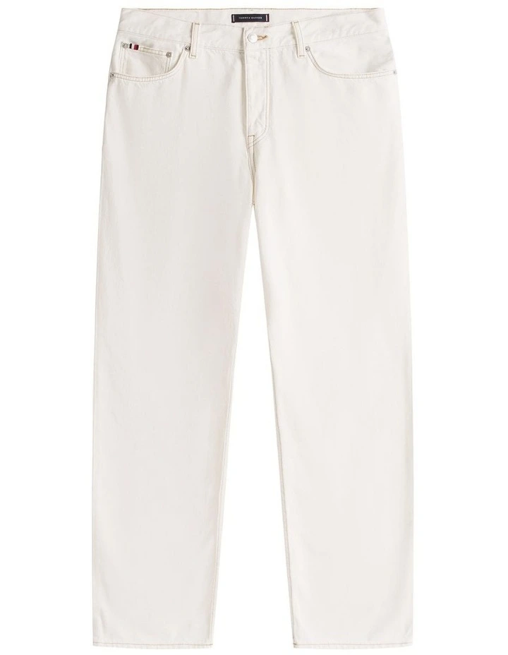 White Relaxed Straight Leg Jeans in Cream image 7