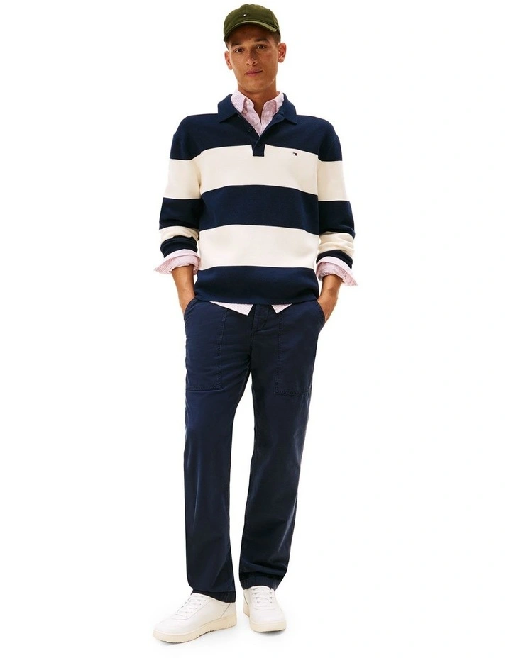 Washed Textured Sateen Utility Trousers in Green image 3